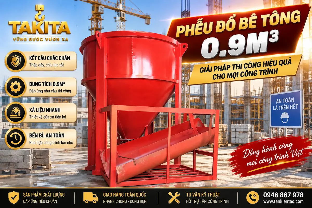 Phễu đổ bê tông dung tích 0.9 m3